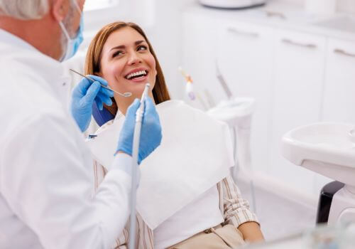 Female patient in the dental chair during a dental procedure